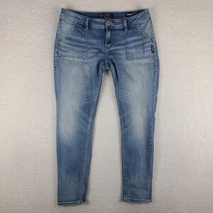 Silver Jeans Womens 30x26 Blue Boyfriend Super Stretch Light Wash Denim